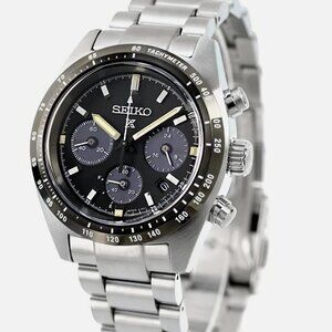 SEIKO Prospex Solar Chronograph Men's 39mm Black Dial Watch Speedtimer SSC819